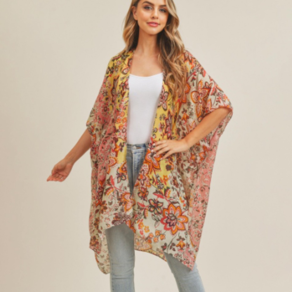 NWOT Floral Kimono Cardigan! Large - Multicolor